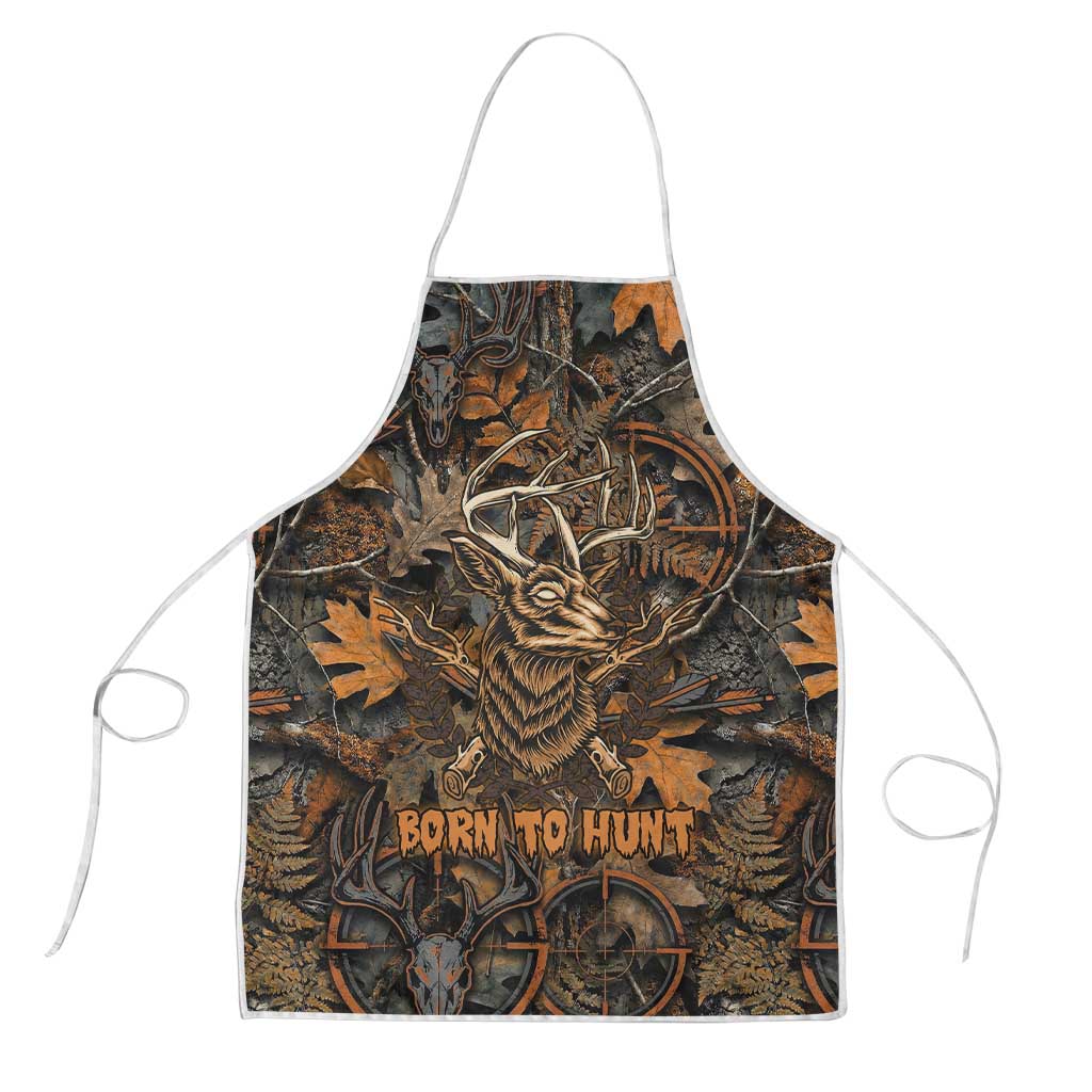 Deer Hunting Skull Apron Autumn Leaves Rustic Brown and Orange Tones