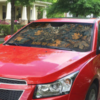 Deer Hunting Skull Auto Sun Shade Autumn Leaves Rustic Brown and Orange Tones