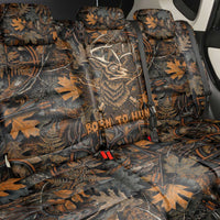 Deer Hunting Skull Back Car Seat Cover Autumn Leaves Rustic Brown and Orange Tones
