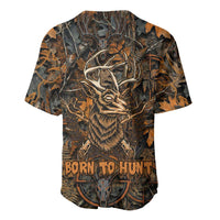 Deer Hunting Skull Baseball Jersey Autumn Leaves Rustic Brown and Orange Tones