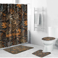 Deer Hunting Skull Bathroom Set Autumn Leaves Rustic Brown and Orange Tones