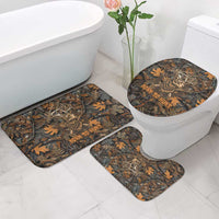 Deer Hunting Skull Bathroom Set Autumn Leaves Rustic Brown and Orange Tones