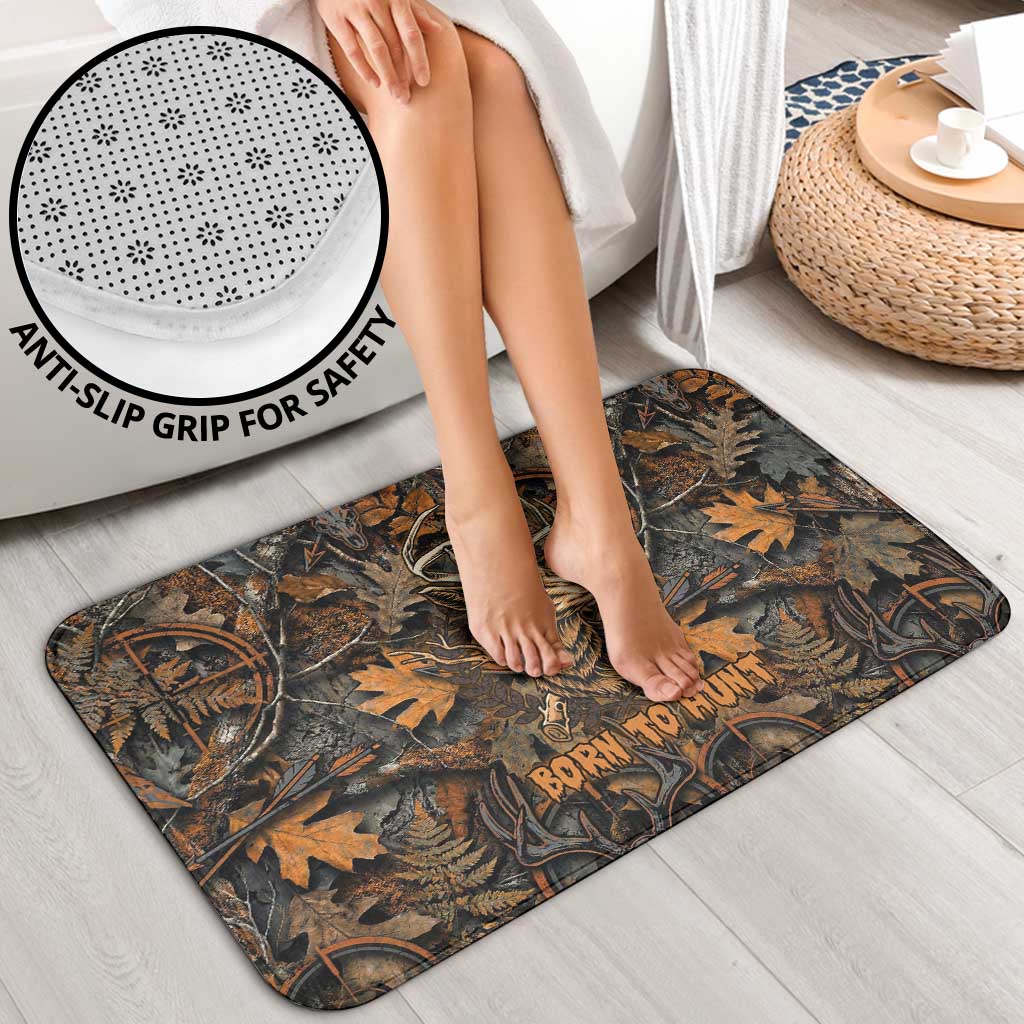 Deer Hunting Skull Bathroom Set Autumn Leaves Rustic Brown and Orange Tones