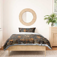 Deer Hunting Skull Bedding Set Autumn Leaves Rustic Brown and Orange Tones