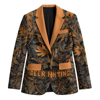Deer Hunting Skull Blazer Autumn Leaves Rustic Brown and Orange Tones
