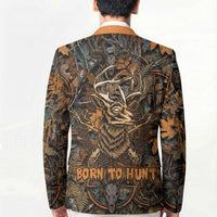 Deer Hunting Skull Blazer Autumn Leaves Rustic Brown and Orange Tones