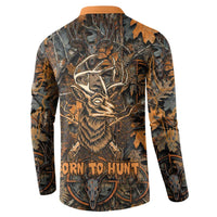 Deer Hunting Skull Button Sweatshirt Autumn Leaves Rustic Brown and Orange Tones