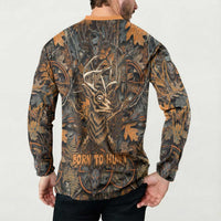 Deer Hunting Skull Button Sweatshirt Autumn Leaves Rustic Brown and Orange Tones