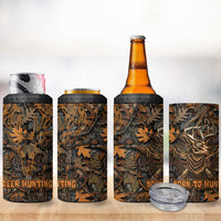 Deer Hunting Skull 4 in 1 Can Cooler Tumbler Autumn Leaves Rustic Brown and Orange Tones