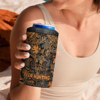 Deer Hunting Skull 4 in 1 Can Cooler Tumbler Autumn Leaves Rustic Brown and Orange Tones