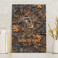 Deer Hunting Skull Canvas Wall Art Autumn Leaves Rustic Brown and Orange Tones
