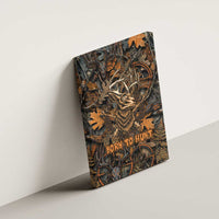 Deer Hunting Skull Canvas Wall Art Autumn Leaves Rustic Brown and Orange Tones