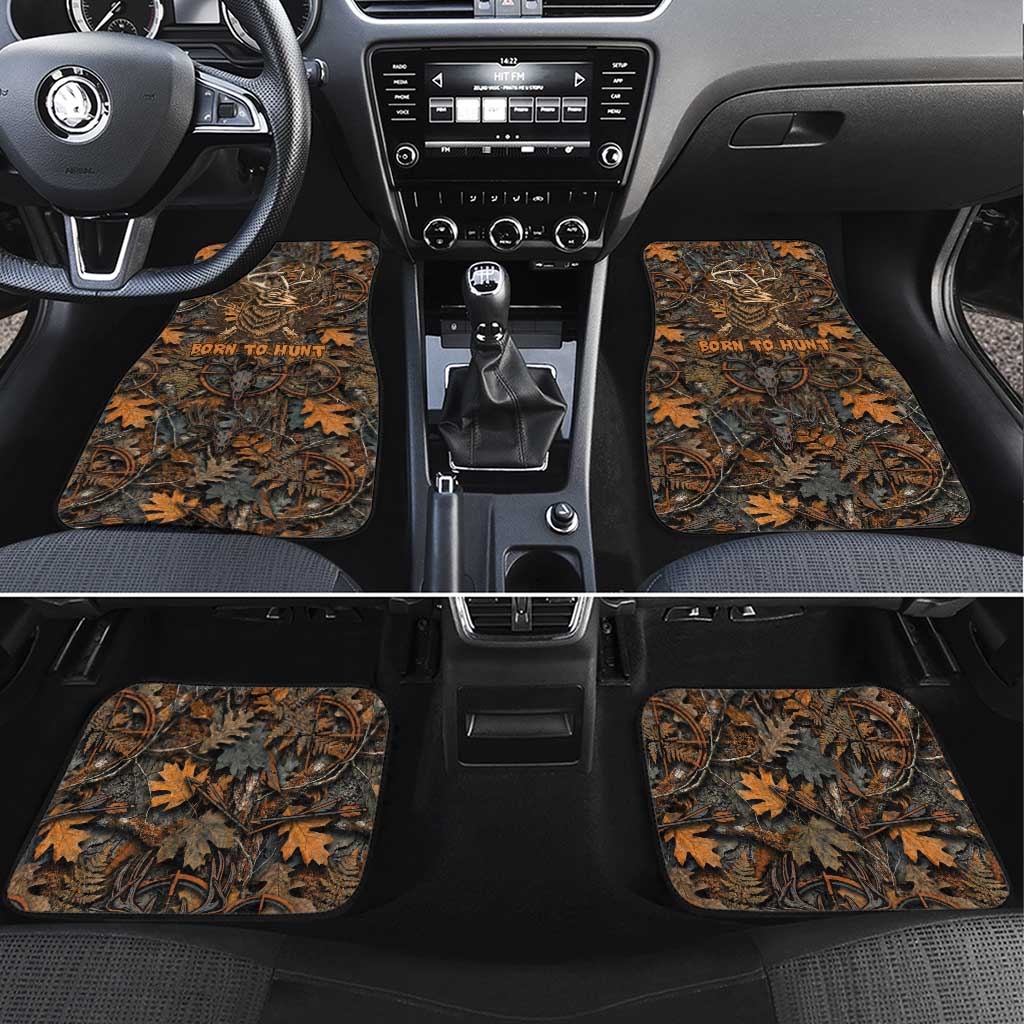 Deer Hunting Skull Car Mats Autumn Leaves Rustic Brown and Orange Tones