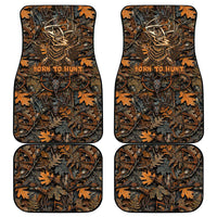 Deer Hunting Skull Car Mats Autumn Leaves Rustic Brown and Orange Tones