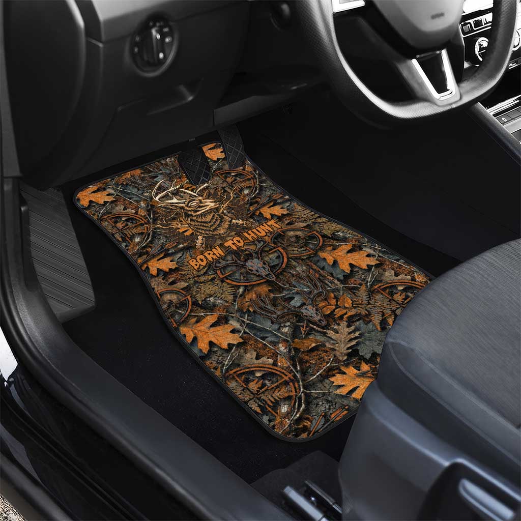 Deer Hunting Skull Car Mats Autumn Leaves Rustic Brown and Orange Tones