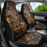 Deer Hunting Skull Car Seat Cover Autumn Leaves Rustic Brown and Orange Tones