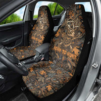 Deer Hunting Skull Car Seat Cover Autumn Leaves Rustic Brown and Orange Tones