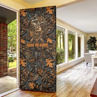 Deer Hunting Skull Door Cover Autumn Leaves Rustic Brown and Orange Tones
