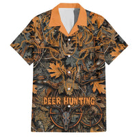 Deer Hunting Skull Hawaiian Shirt Autumn Leaves Rustic Brown and Orange Tones