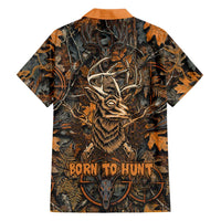 Deer Hunting Skull Hawaiian Shirt Autumn Leaves Rustic Brown and Orange Tones