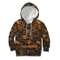 Deer Hunting Skull Kid Hoodie Autumn Leaves Rustic Brown and Orange Tones