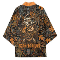 Deer Hunting Skull Kimono Autumn Leaves Rustic Brown and Orange Tones
