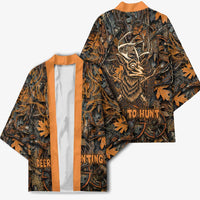 Deer Hunting Skull Kimono Autumn Leaves Rustic Brown and Orange Tones