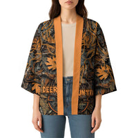 Deer Hunting Skull Kimono Autumn Leaves Rustic Brown and Orange Tones
