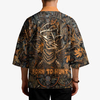 Deer Hunting Skull Kimono Autumn Leaves Rustic Brown and Orange Tones
