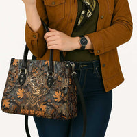 Deer Hunting Skull Leather Bag Autumn Leaves Rustic Brown and Orange Tones