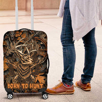 Deer Hunting Skull Luggage Cover Autumn Leaves Rustic Brown and Orange Tones