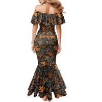 Deer Hunting Skull Mermaid Dress Autumn Leaves Rustic Brown and Orange Tones