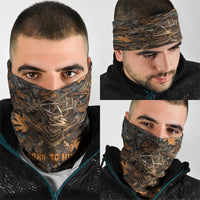 Deer Hunting Skull Neck Gaiter Autumn Leaves Rustic Brown and Orange Tones