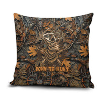 Deer Hunting Skull Pillow Cover Autumn Leaves Rustic Brown and Orange Tones