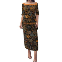 Deer Hunting Skull Puletasi Autumn Leaves Rustic Brown and Orange Tones