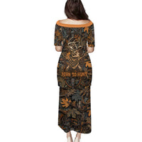 Deer Hunting Skull Puletasi Autumn Leaves Rustic Brown and Orange Tones