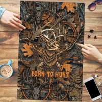 Deer Hunting Skull Puzzle Autumn Leaves Rustic Brown and Orange Tones