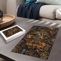 Deer Hunting Skull Puzzle Autumn Leaves Rustic Brown and Orange Tones