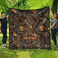 Deer Hunting Skull Quilt Autumn Leaves Rustic Brown and Orange Tones