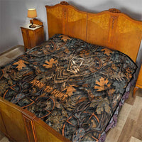 Deer Hunting Skull Quilt Autumn Leaves Rustic Brown and Orange Tones