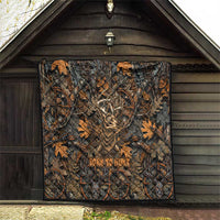 Deer Hunting Skull Quilt Autumn Leaves Rustic Brown and Orange Tones