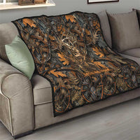Deer Hunting Skull Quilt Autumn Leaves Rustic Brown and Orange Tones