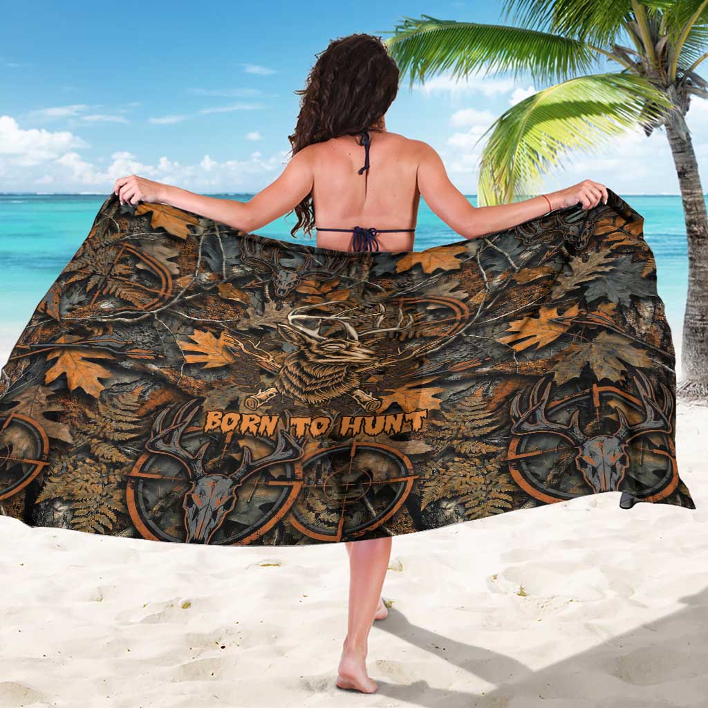 Deer Hunting Skull Sarong Autumn Leaves Rustic Brown and Orange Tones