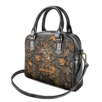 Deer Hunting Skull Shoulder Handbag Autumn Leaves Rustic Brown and Orange Tones