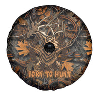 Deer Hunting Skull Spare Tire Cover Autumn Leaves Rustic Brown and Orange Tones