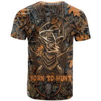 Deer Hunting Skull T Shirt Autumn Leaves Rustic Brown and Orange Tones