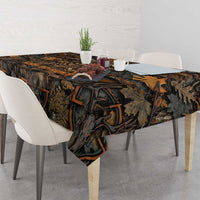 Deer Hunting Skull Tablecloth Autumn Leaves Rustic Brown and Orange Tones