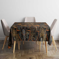 Deer Hunting Skull Tablecloth Autumn Leaves Rustic Brown and Orange Tones