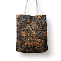 Deer Hunting Skull Tote Bag Autumn Leaves Rustic Brown and Orange Tones