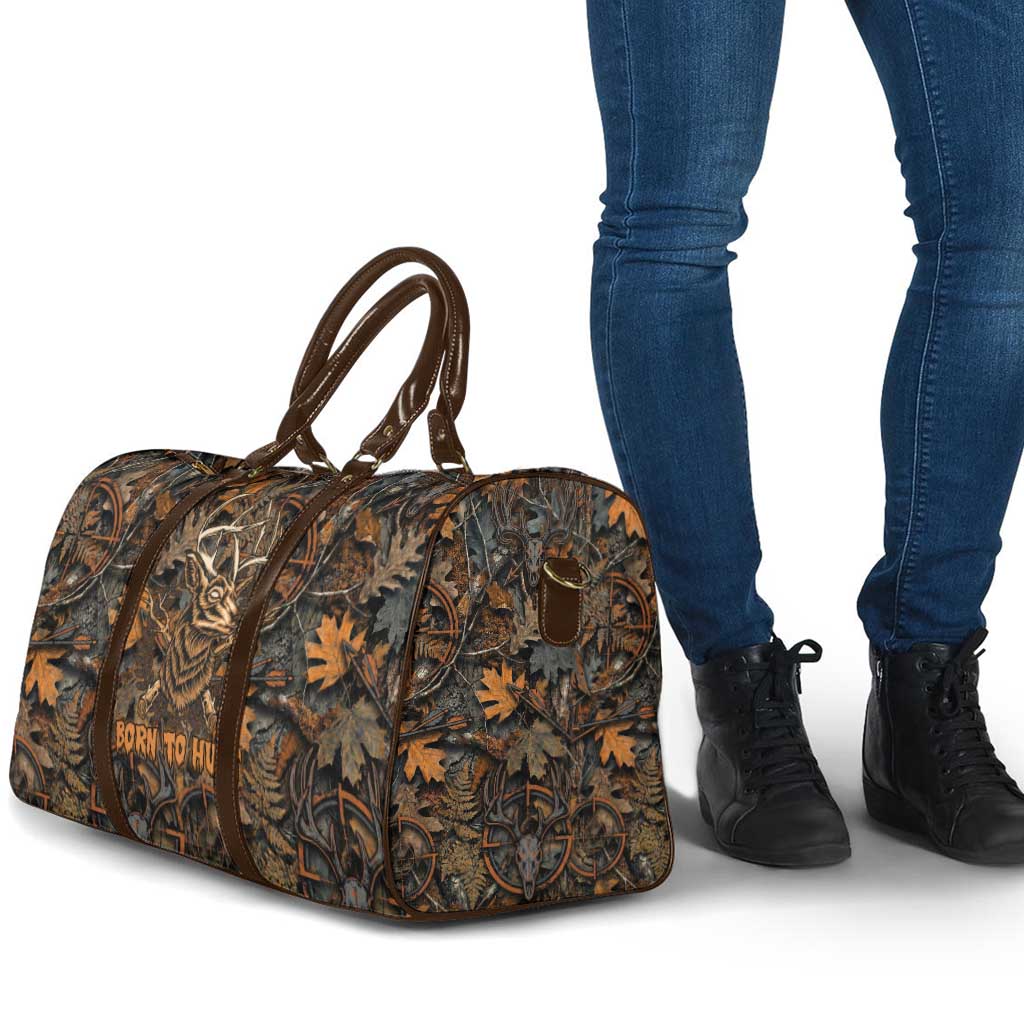 Deer Hunting Skull Travel Bag Autumn Leaves Rustic Brown and Orange Tones